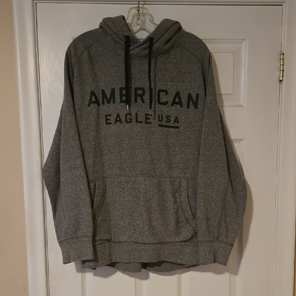 American Eagle Outfitters Men's Charcoal Hoodie